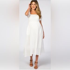 Women’s white smocked top maternity dress size S